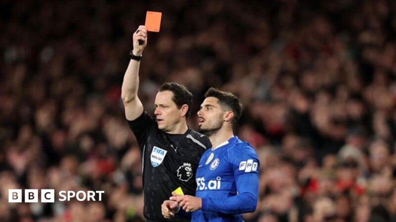 Which team has the most red cards in a Premier division year?