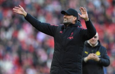Jurgen Klopp performs trademark Liverpool celebration on Anfield return
