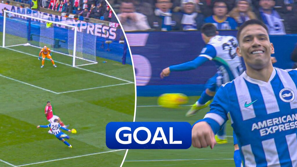Magnificent effort! Gomez volley fires Brighton in front!
