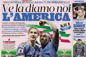 Today’s Papers – Italy need World Cup goals, Pio Esposito tempts Gattuso