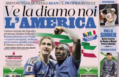 Today’s Papers – Italy need World Cup goals, Pio Esposito tempts Gattuso