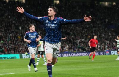 Champions League: Havertz’s stoppage time winner gives Arsenal a slender lead in quarterfinals
