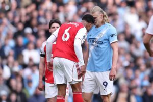 ‘Gabriel should be thanking me for staying on my feet’ Erling Haaland continues war of words with Arsenal defender
