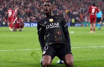 Liverpool exit confirmed by Dembele's double for PSG