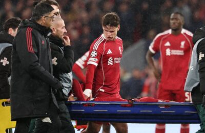 Liverpool’s Hugo Ekitike stretchered off against PSG in huge blow to World Cup hopes