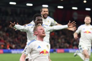 Longstaff’s late, late show puts Leeds on brink of safety with Bournemouth draw