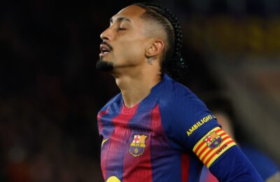Raphinha slams officiating as Barcelona crashes out of the Champions League