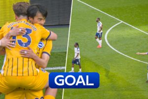 ‘What a goal!’ – Mitoma’s STUNNING volley brings Brighton level before the break!